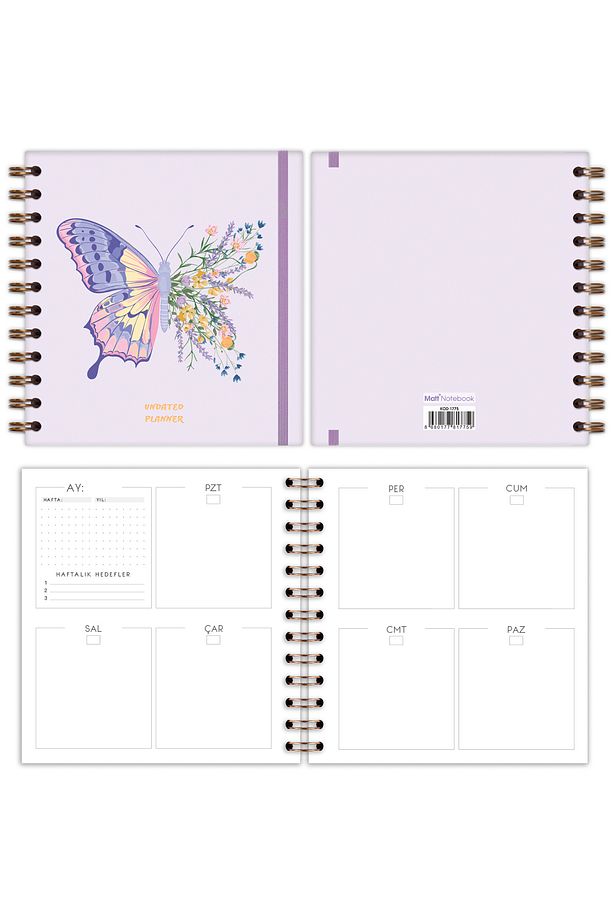 15x15 cm Kare 2'li Set Spiralli Süresiz Planlayıcı Ajanda ve Defter - 7