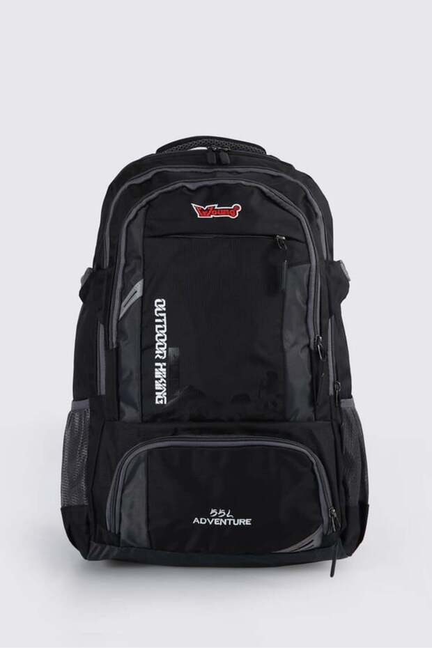 Black Gray Mountaineer Camping Travel Backpack 55L Outdoor Hiking Adventure 51505