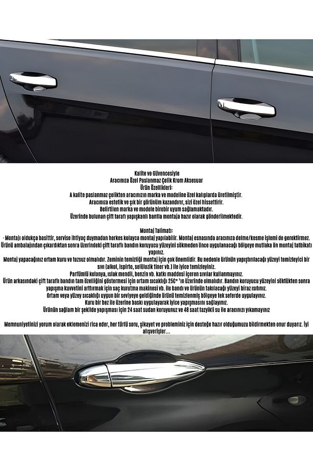 RENAULT FLUENCE TEK SENSÖRLÜ ARACA ÖZEL KROM KAPI KOLU PASLANMAZ ÇELİK A+ - 3