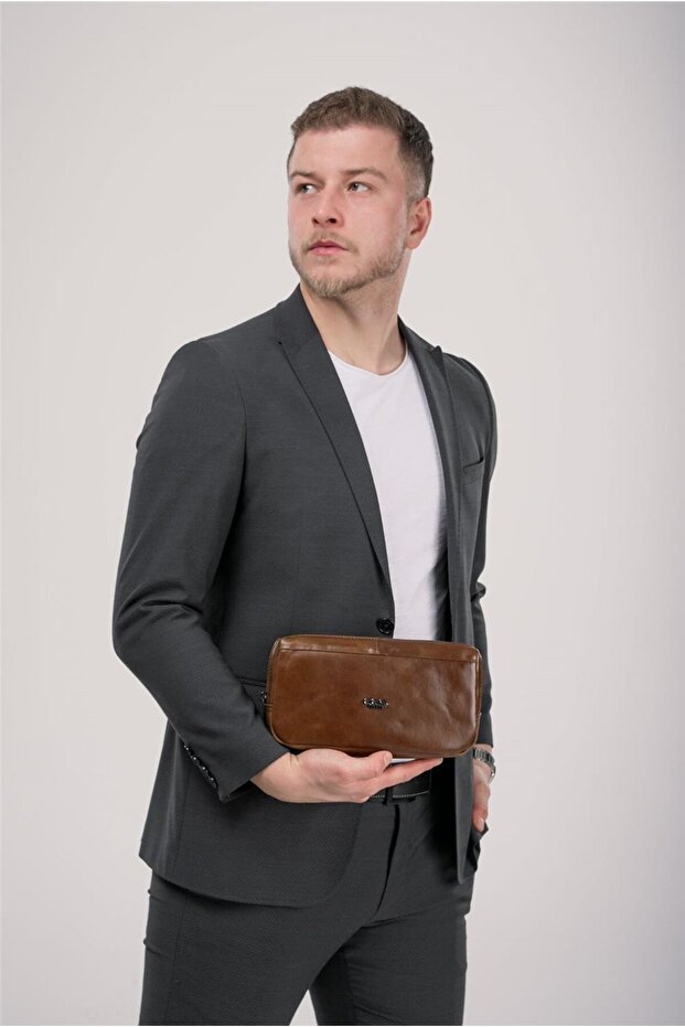 Unisex ÇÇS 2531612 Hakiki Deri El Çantası - 1