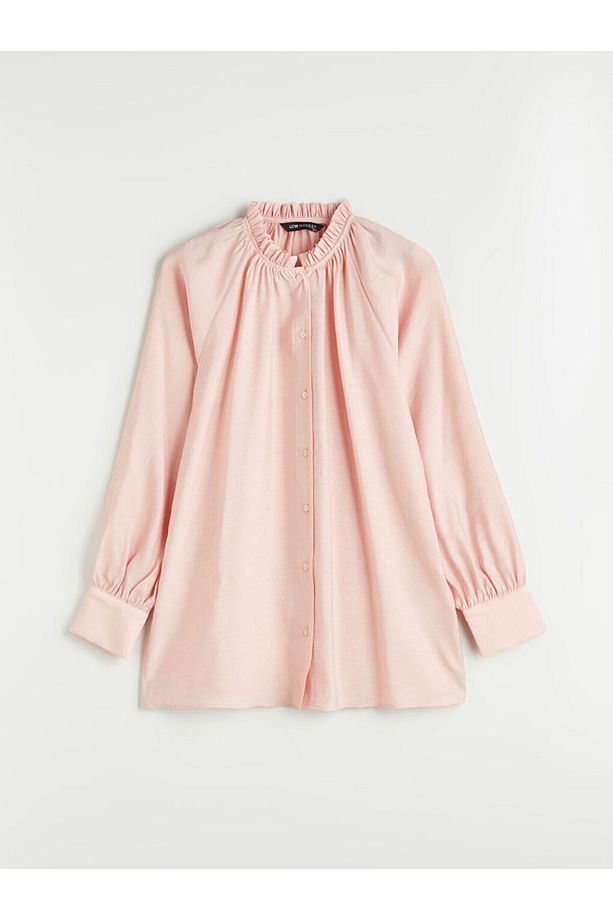 LCW Modest Pembe Fırfırlı Yaka Modal Karışımlı Kadın Gömlek Tunik S5MS10Z8NVY25 - 5