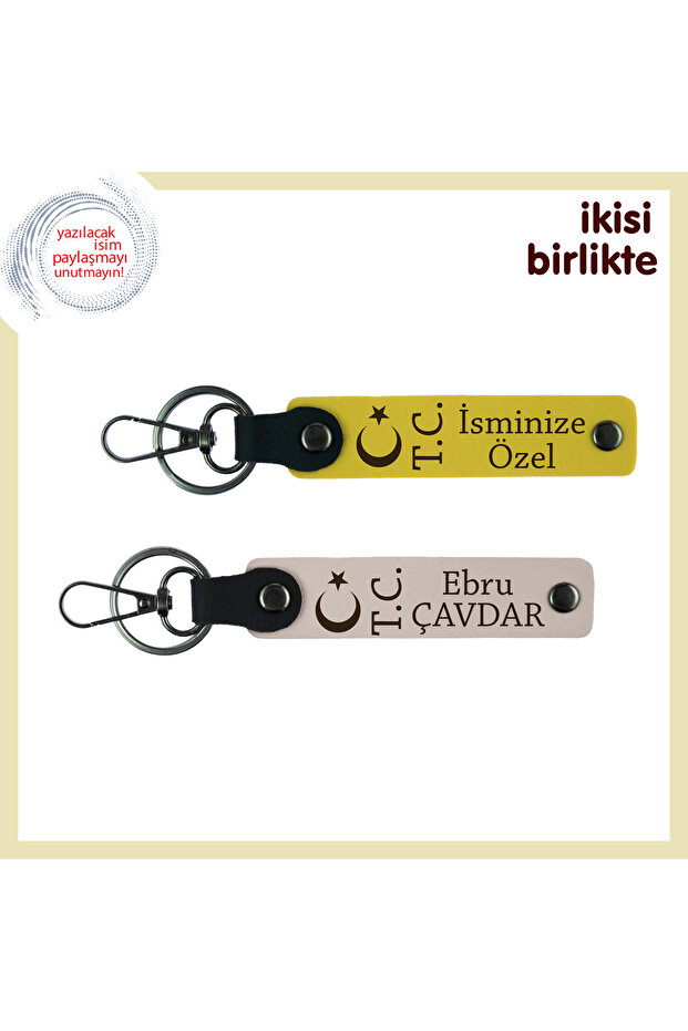 Set, Yellow-Powder, Homeland and Love Together – Moon Star Tc Patterned Personal Keychain for Lover