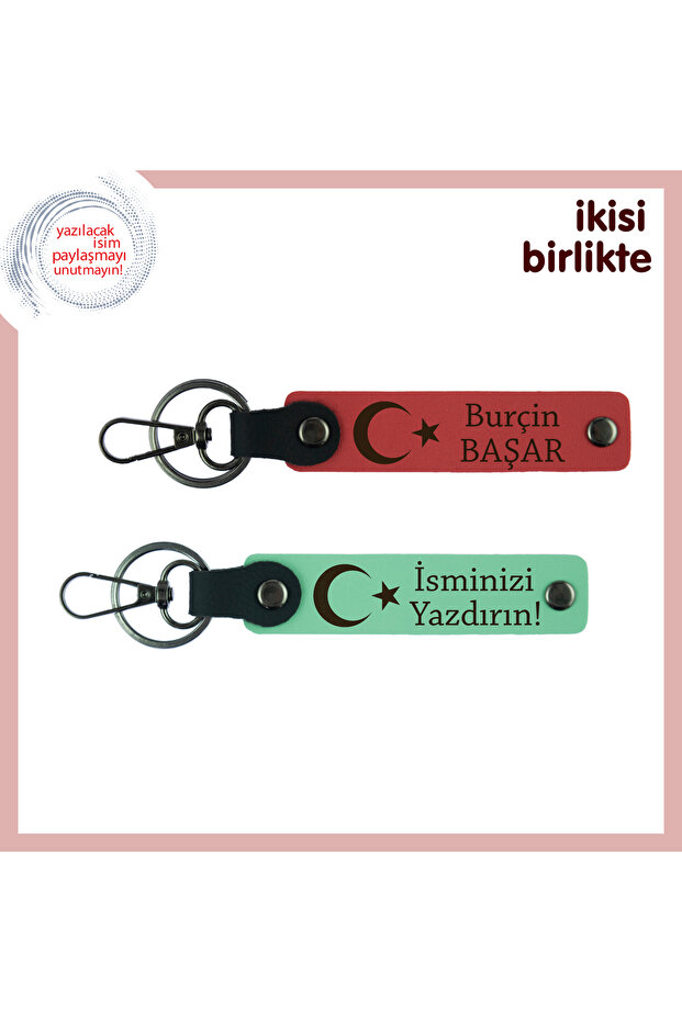 Moon Star Deep Meaningful Armağan – Moon Star Themed Personal Keychain Set, Pomegranate Flower-Green