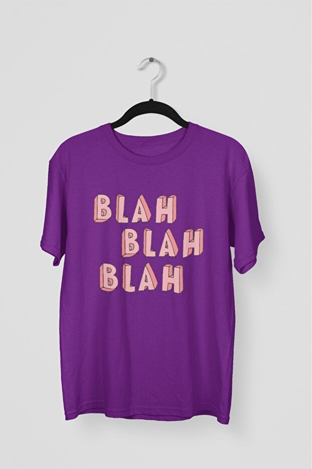 Men/Women -Blah Blah Blah- Transfer Printed Round Neck Short Sleeve T-Shirt