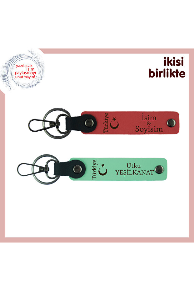 Set, Pomegranate Flower-Green, Deep Meaningful Gift – Ayyıldız and Türkiye Themed Personal Keychain