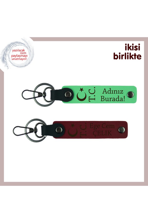 Moon Star Tc 2-Piece Personal Gift Keychain, F Green-Claret Red, Stylish and Meaningful Gift for Cousin