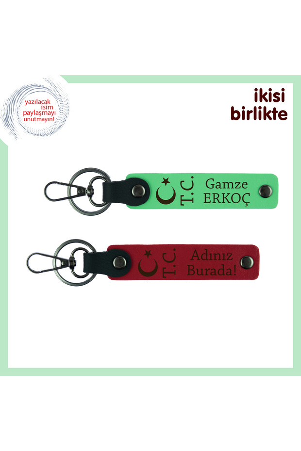 Set, Pistachio Green-Red, Soldier to Rotating Close Memory – Moon Star Tc Themed 2-Piece Personal Keychain