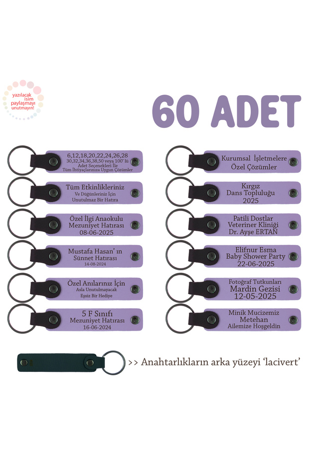 Personalized Leather Keychain, Purple Violet & Navy Blue, Special Work for Advertising Agencies, Set of 60