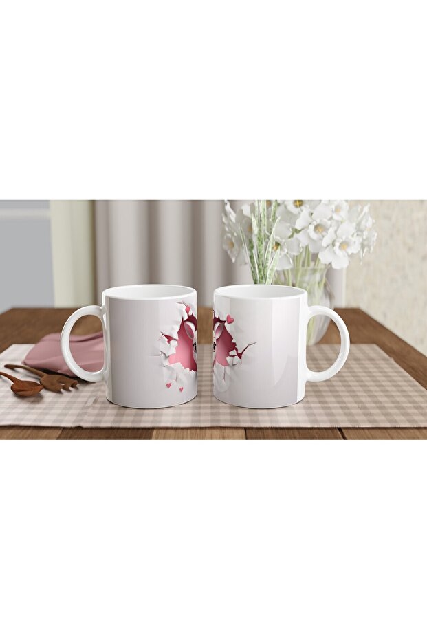 كوب مطبوع عليه شكل الكنغر اللطيف على شكل جدار ممزق - 5