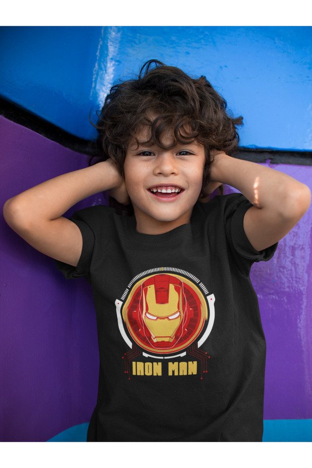 Design Ironman Demiradam Printed Unisex Movie Hero Children's T-Shirt (1-12 Years)