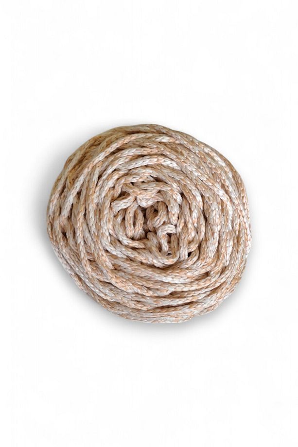 2,5 mm, polyester, krem bal köpüğü kırçıllı makrome ve çanta örgü ipi (200 gr.) - 2