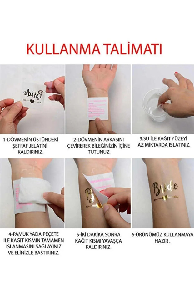 Bride To Be Dövme Gold Renk Geçici Dövme Bekarlığa Veda Partisi 2 Bride 10 Team Bride Dövme 12 Adet - 2