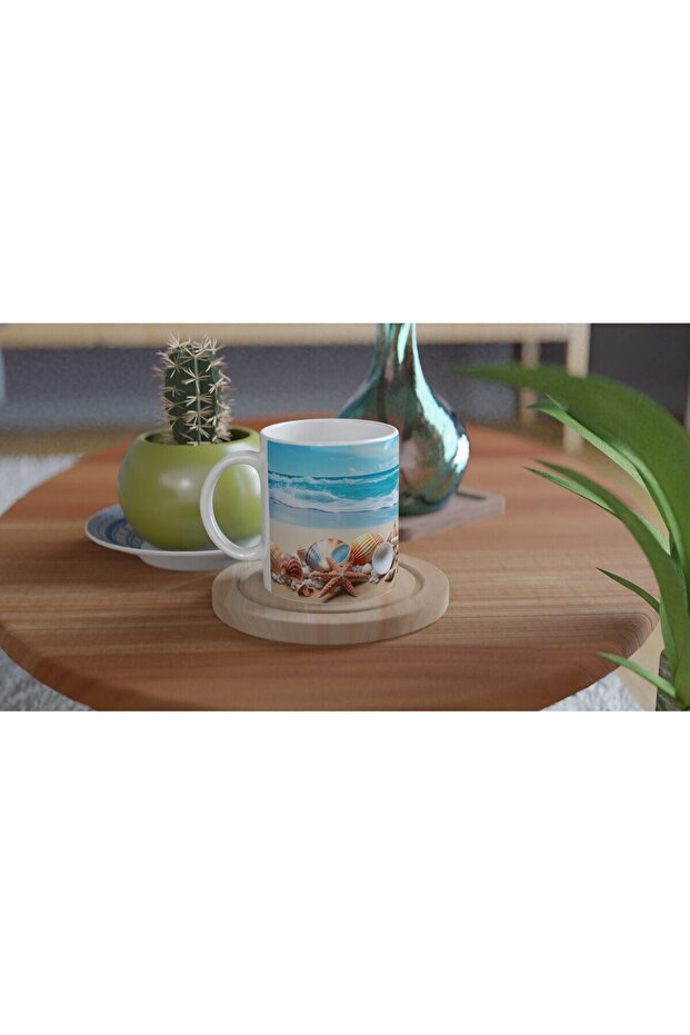 Turquoise Waves and Shells Mug - 4