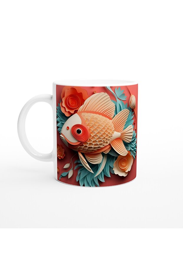 Floral Fish Printed Mug Cup