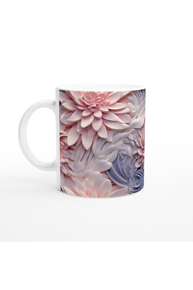 كوب منقوش على شكل زهرة الأحلام الوردية - 1