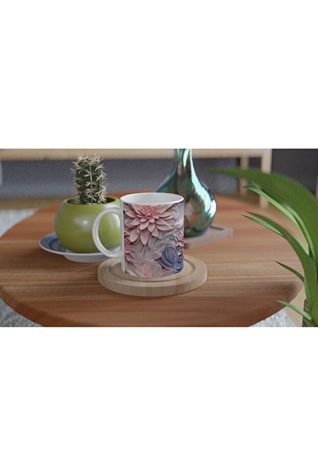 كوب منقوش على شكل زهرة الأحلام الوردية - 4