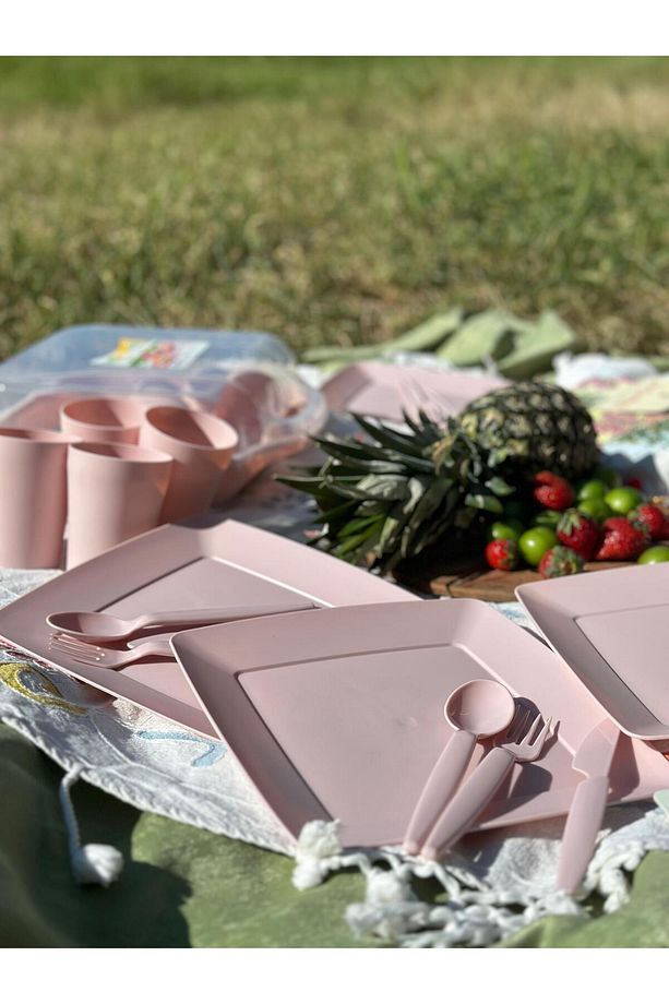 32 Parça 6 Kişilik Piknik Seti – Renkli, Hafif ve Taşınabilir Kamp Takımı - 2
