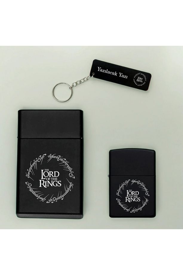 Lord Of The Rings Desenli Kişiye Özel İsimli Sigara Kutusu, Benzinli Çakmak Ve Anahtarlık Seti Lotr - 2