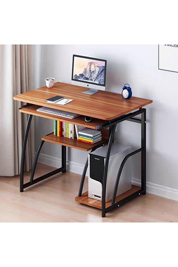 Practical computer table with stylish design and smart storage shelves - 1