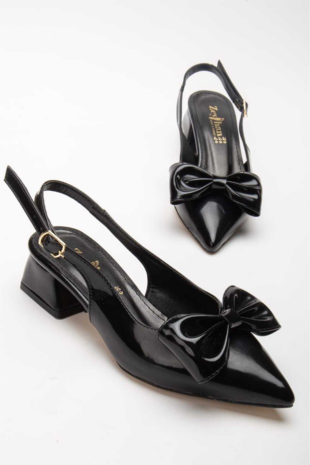 Pointed Toe Bow Detail Women's Heeled Shoes Zy-01