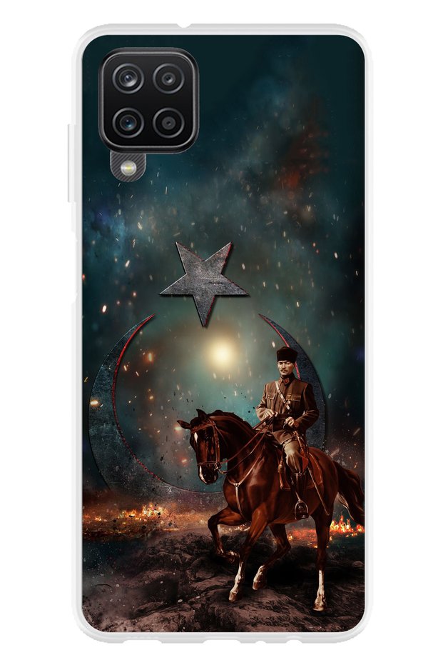 Galaxy A22 - M22 - M32 Compatible Ataturk Victory on Horse Transparent Silicone Case