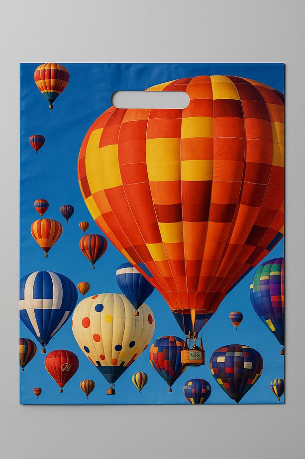 Takviyeli Baskılı Mağaza Poşeti 40*50 cm No:4 50 Adet (Uçan Balon Desenli) - 1