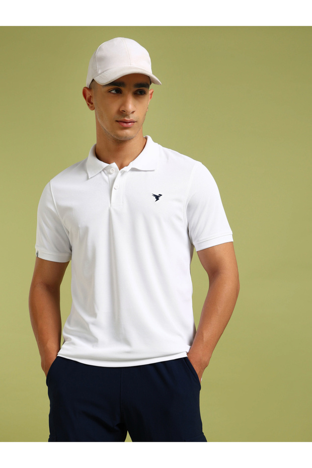 Plus Size Solid Slim Fit Polo T-Shirt