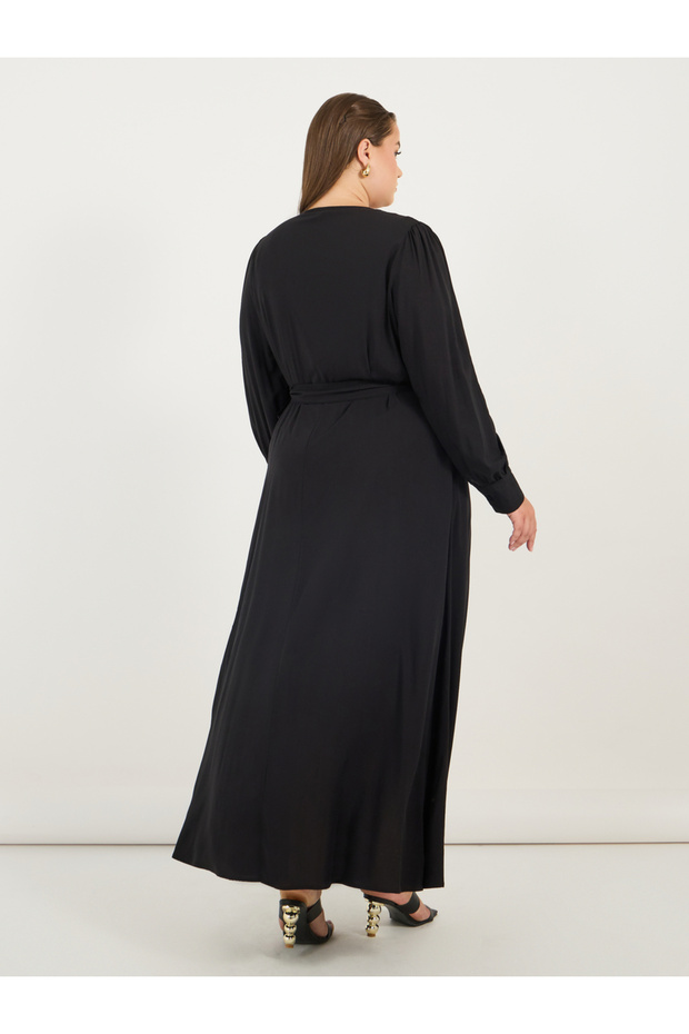 Plus Size Solid Wrap Front A-Line Maxi Dress - 6