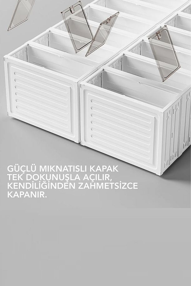 6 Katlı 12 Ayakkabı Kapasiteli Katlanabilir Portatif Ayakkabılık - Ayakkabı Düzenleyici Raf Dolap - 5