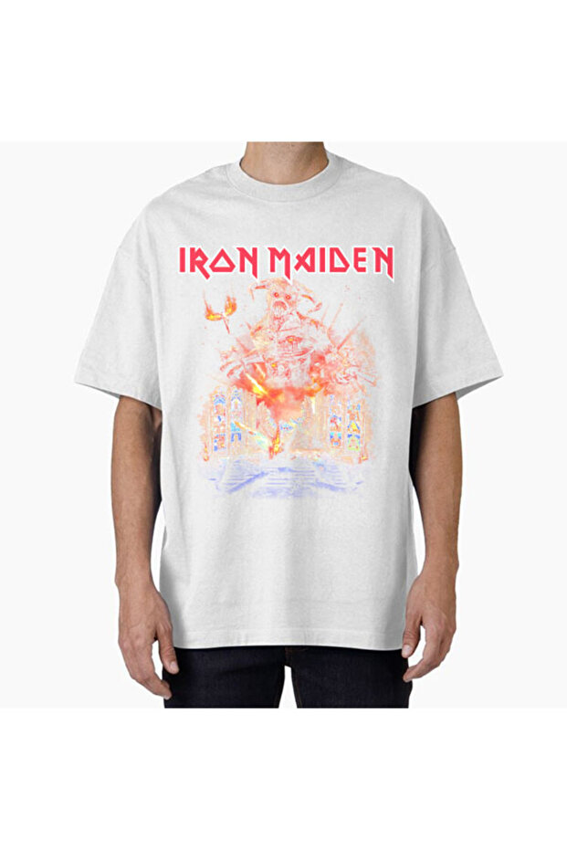 تي شيرت كبير الحجم مطبوع بتصميم Maidenlegacy للجنسين