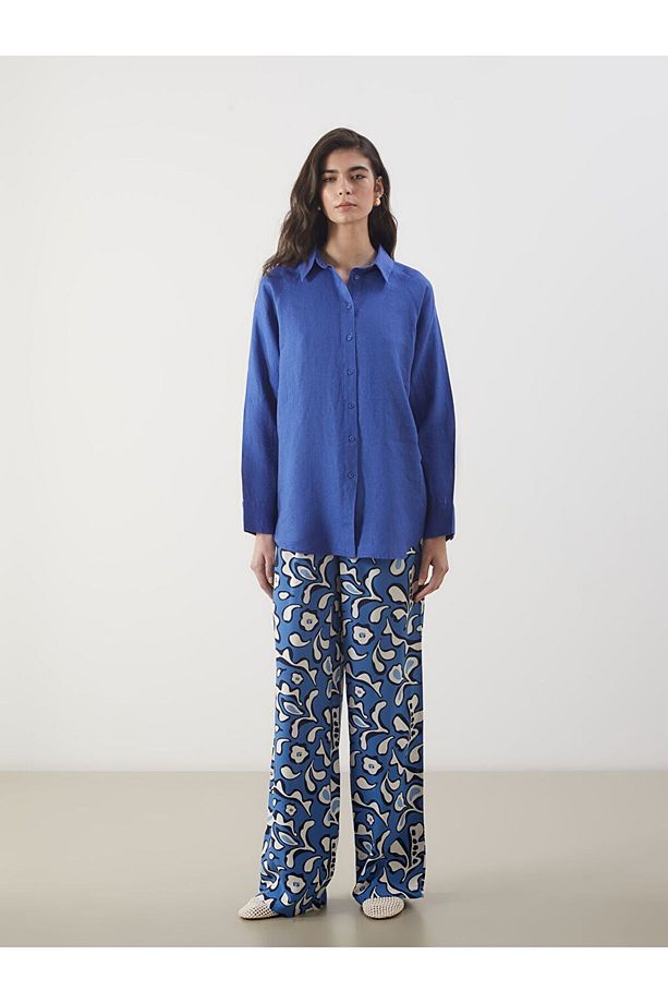 LCW Modest Oversize Keten Kadın Gömlek - 6