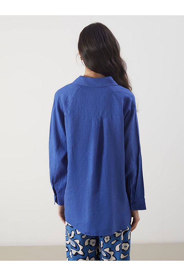 LCW Modest Oversize Keten Kadın Gömlek - 8