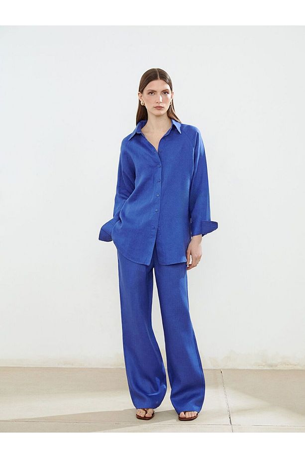LCW Modest Oversize Keten Kadın Gömlek - 4