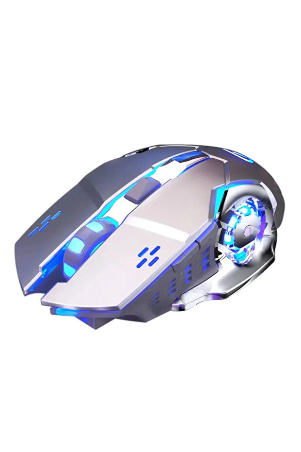 Q13 Wireless Mouse Silent Multi-Device 6 Programmable Buttons RGB 2.4GHz DPI 1600 Ergonomic Grey - 2