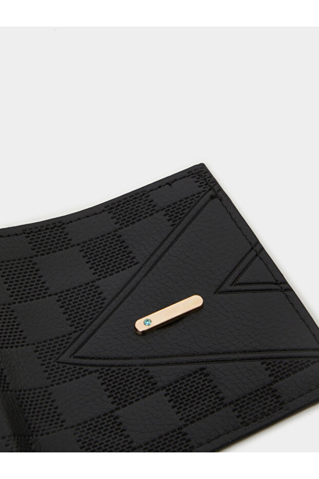 محفظة سوداء سادة منقوشة - 3