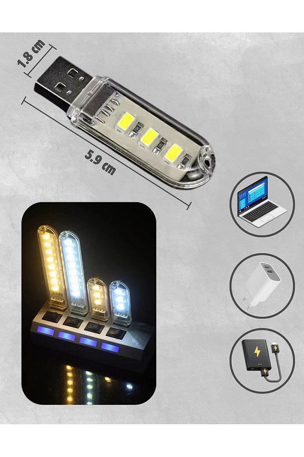Taşınabilir Mini Usb Led Lamba 3 Led Beyaz 5730 Smd Kamp Stick Led - 2