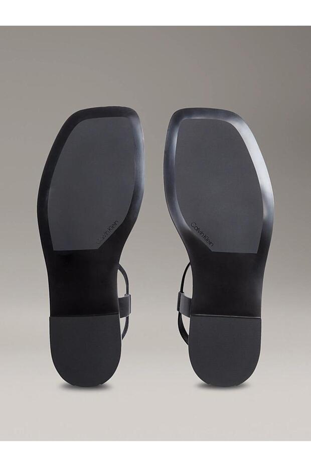 FLAT SANDAL SQUARED BUCKLE LTH - 5