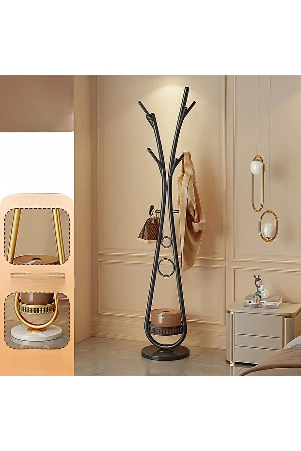 Modern clothes hanger with elegant artistic design and practical storage base - 2