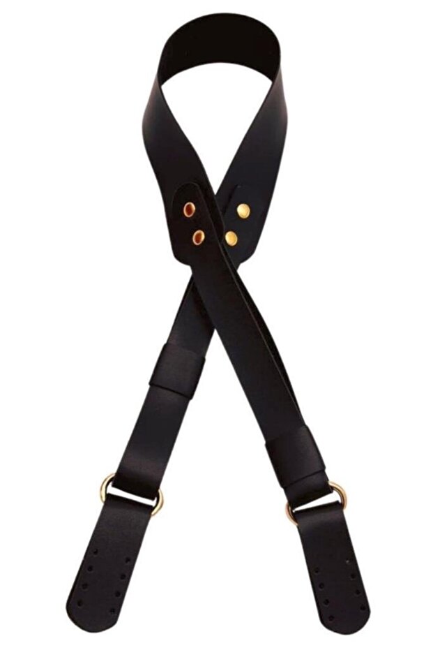 Angel Bag Accessory Single Layer Faux Leather Black Bridge Bag Handle Light Gold Metal
