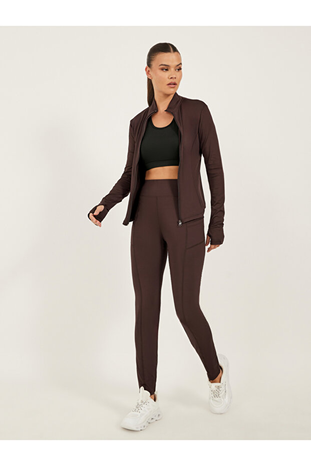 Brown Solid Activewear Set - 2