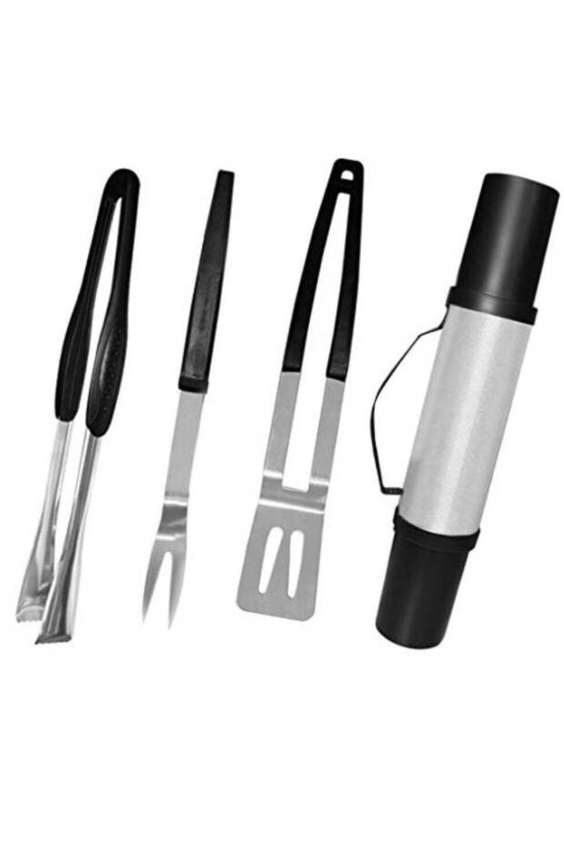 Vitacelli 3-Piece BBQ Grill Tool Set Silver/Black