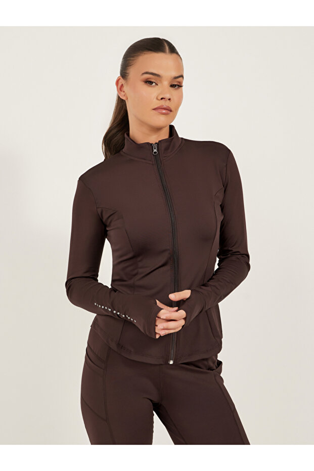 Brown Solid Activewear Set - 3