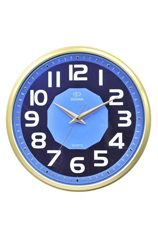 Round Unique Analog Wall Clock Gold/Blue/White