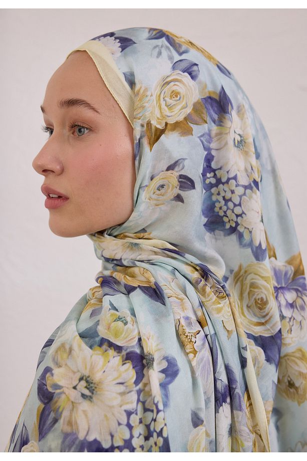 MAGNOLIA DESEN RAMİ ŞAL SOFT SARI - 4