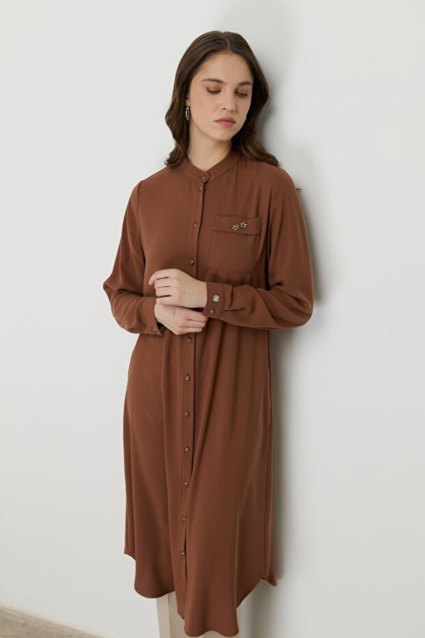 Büyük Beden Aksesuar Detaylı Basic Tunik Taba - 3