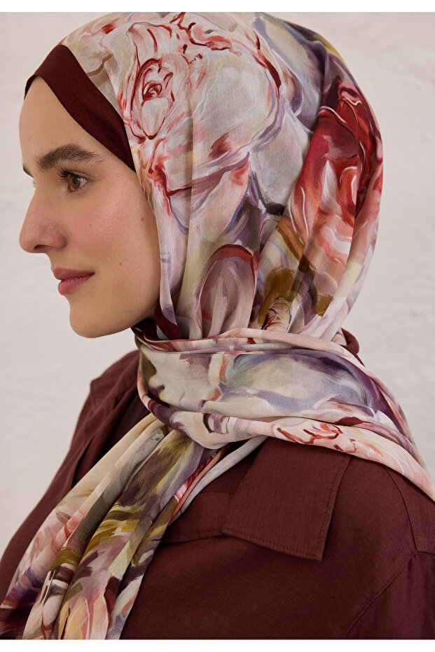 Nerissa Pattern Rami Shal Bordo - 4