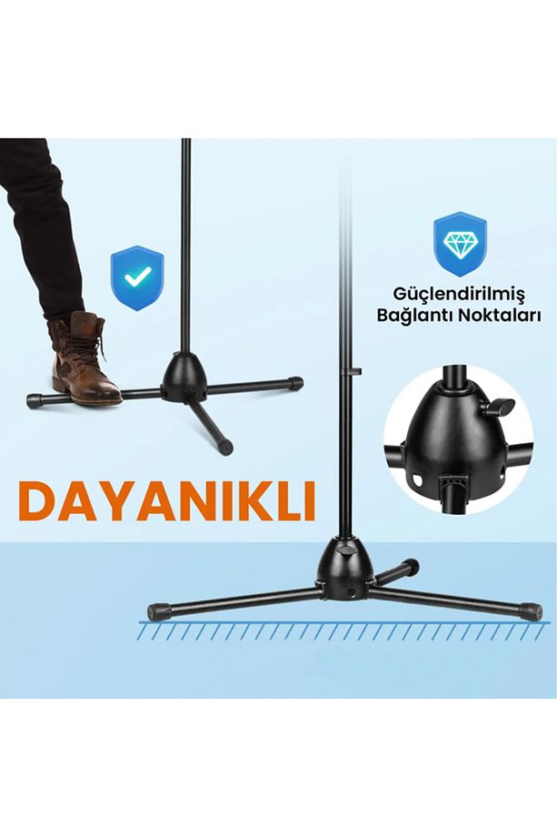 MS200 Üst Kalite Profesyonel Mikrofon Standı Sehpası Ayaklığı (Taşıma Çantası ve Tutacaklı) - 6