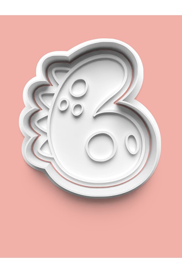 Number 6 Dinosaur Figured Cookie Mold and Sugar Dough Mold - Six Number 0808-7