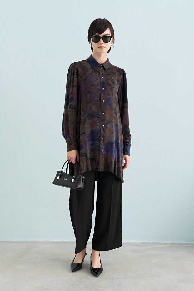 Desenli Cupra Tunik Mor - 7