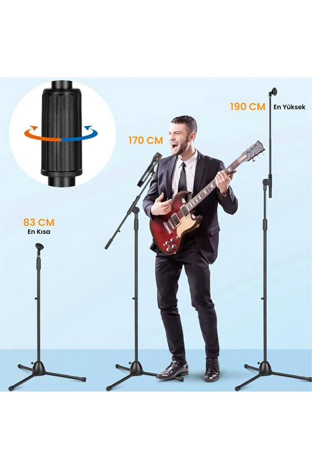 MS200 Üst Kalite Profesyonel Mikrofon Standı Sehpası Ayaklığı (Taşıma Çantası ve Tutacaklı) - 5